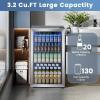 imageMini Fridge 130 Can Beverage Refrigerator Cooler 32 CuFt Drink Fridge for Soda Wine Beer Adjustable Temperature Control for Home Office BlackSilver