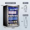 imageMini Fridge 130 Can Beverage Refrigerator Cooler 32 CuFt Drink Fridge for Soda Wine Beer Adjustable Temperature Control for Home Office BlackSilver