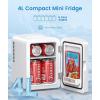 imageSkincare Fridge With Builtin LED Light Mirror 4L Compact Mini Refrigerator ACDC Portable 6 Can Small Cosmetics Cooler for Makeup Beverage Food Bedroom Office ampamp Dorm White