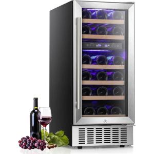 image28 Bottle15 Inches Wine Fridge Refrigerator for Red White Champagne Beer Temperature Range 41F68F Freestanding Builtin Dual Zone28 Silver