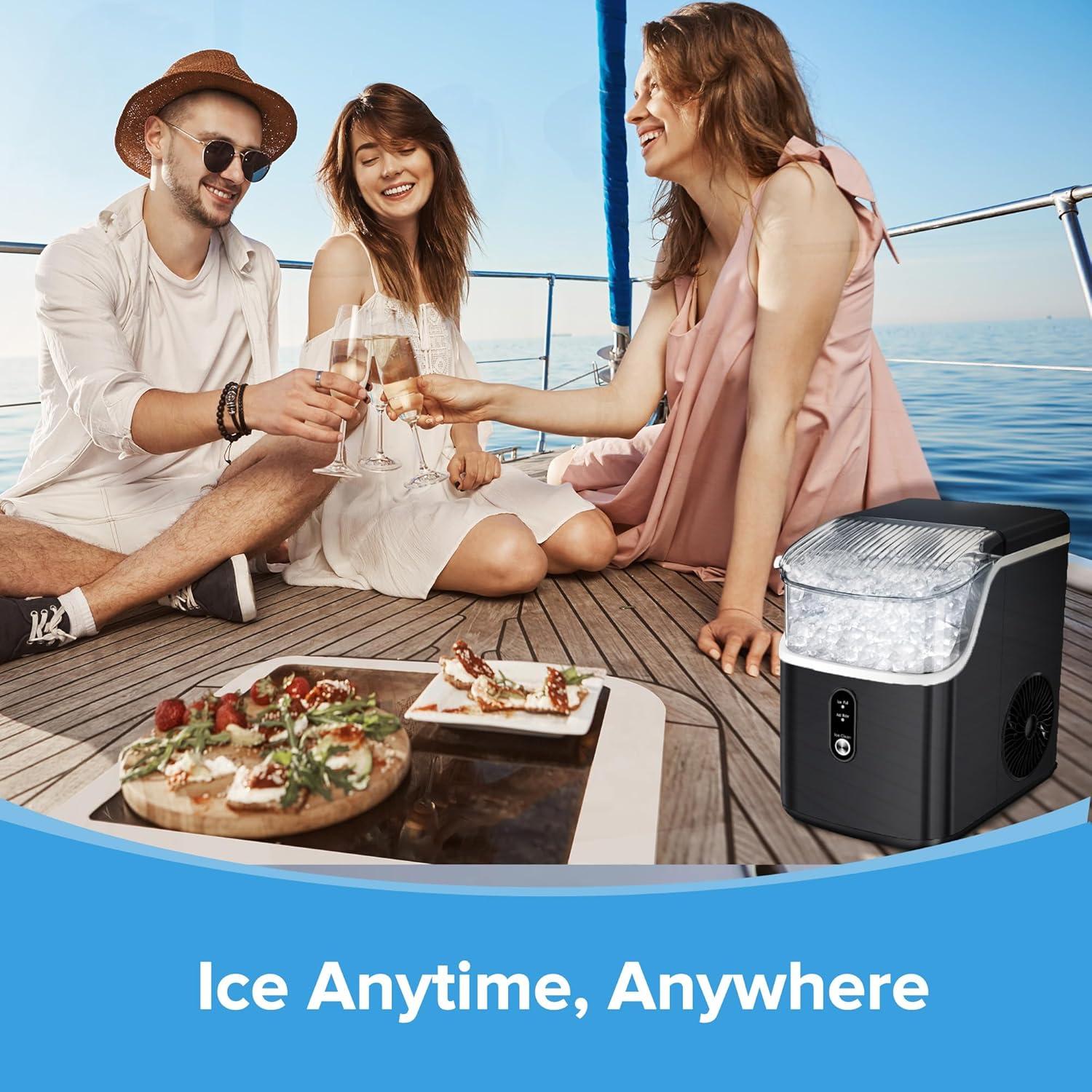 imageCountertop Nugget Ice Maker Pro  34lbs24H SelfCleaning Pellet Ice Machine with Soft Chewable Ice OneTouch Operation for Home Kitchen OfficeParty Black