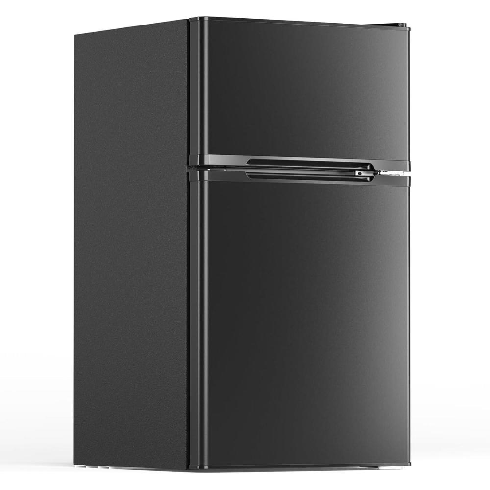 image31 CuFt Mini Fridge with Freezer 2 Door Compact Refrigerator Mini Fridge with Adjustable Removable Glass Shelves for Bedroom Office Dorm or Apartment BlackBlack