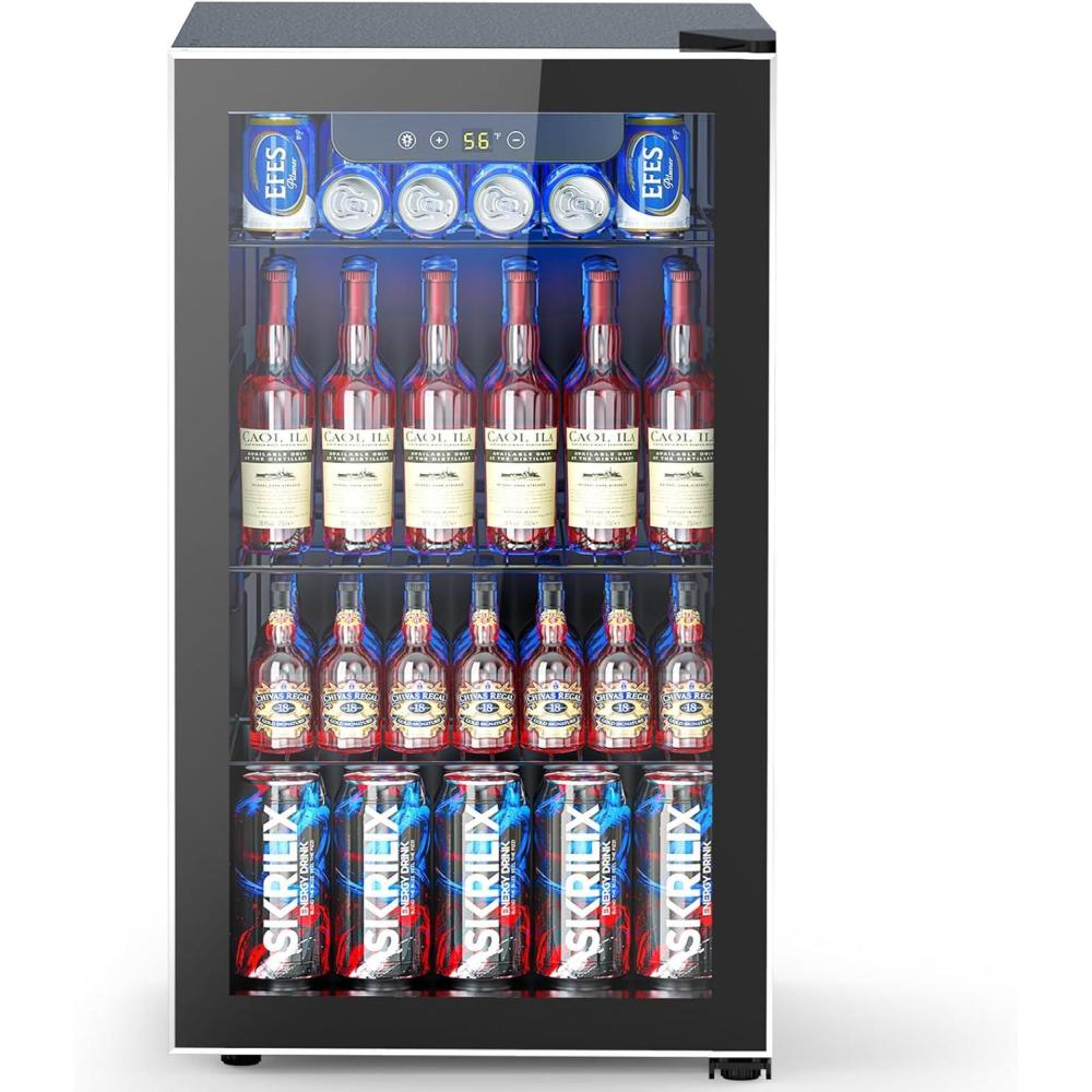 image46 Bottle 234 Inches Refrigerator Wine Fridge for Red White Champagne Beer Temperature 41F68F Freestanding Builtin Glass Door 53 CuftDual Zone SilverBlack