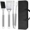 imageBBQ Grilling Accessories 16Inch Stainless Steel BBQ Grill Tools Set for Men Heavy Duty Grilling Accessories Kit for Camping Kitchen Extra Thick Barbecue Utensil3 pcsplus