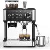 imageEspresso Machine with Grinder 20 Bar Expresso Coffee Machines with Milk Frother Steam Wand Professional Espresso Maker with Removable Water Tank Cappuccino ampamp Latte Machine for HomeBlack  Stainless Steel