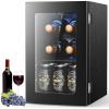 imageWine Cooler Refrigerator 37 Bottle Freestanding Cabinet Wine Cellars Wine Fridge with Glass Door 145 Can Beverage Refrigerator for Home Use Protecting Your Reds and WhitesBlack