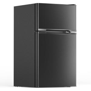 image31 CuFt Mini Fridge with Freezer 2 Door Compact Refrigerator Mini Fridge with Adjustable Removable Glass Shelves for Bedroom Office Dorm or Apartment BlackBlack