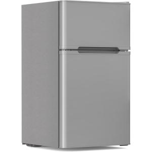 image31 CuFt Mini Fridge with Freezer 2 Door Compact Refrigerator Mini Fridge with Adjustable Removable Glass Shelves for Bedroom Office Dorm or Apartment BlackGrey