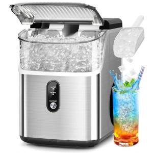 imageCountertop Nugget Ice Maker Pro  34lbs24H SelfCleaning Pellet Ice Machine with Soft Chewable Ice OneTouch Operation for Home Kitchen Office SilverSilver