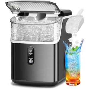 imageCountertop Nugget Ice Maker Pro  34lbs24H SelfCleaning Pellet Ice Machine with Soft Chewable Ice OneTouch Operation for Home Kitchen OfficeParty Black
