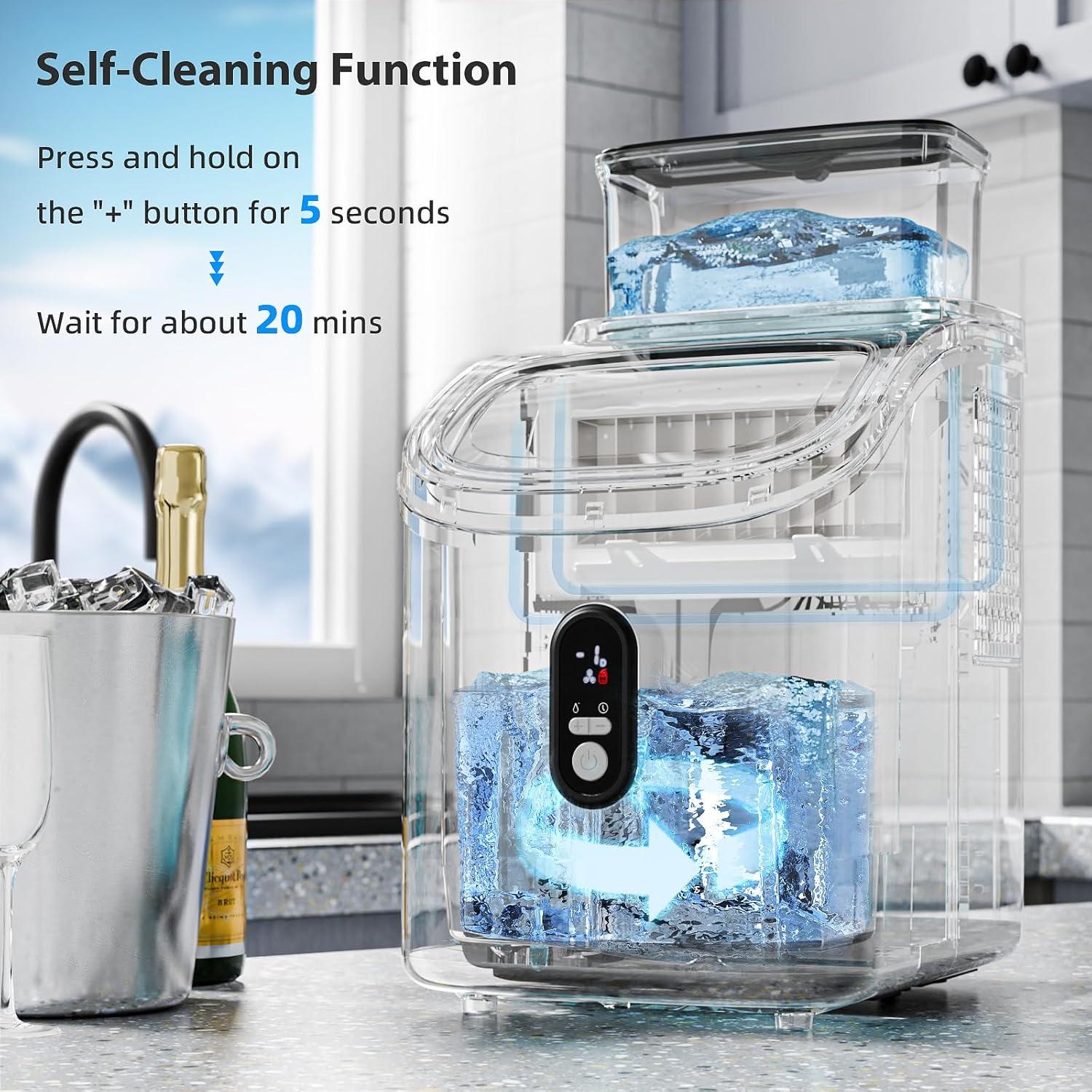 imageCountertop Ice Cube Maker Machine with External Water Tank16Pcs5Mins34LbsDay2 Ways to Add WaterPortable Compact Small Ice Maker with AutoCleaningPerfect for HomeKitchenCampingRVBLACK