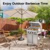 image4Burner Propane Gas Grill with 304 Stainless Steel Cooking Grid Hanging HooksHeatResistant Handle 32000BTU Stainless Steel BBQ Grill with Portable Wheels for CampingPatioBackyard