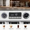 imageElectric 20 Bar Espresso Machine Programmable DualBoiler Expresso Coffee Machine with 30 Grinder Settings ampamp Milk Frother for LatteCappuccino 95oz Removable Tank 58MM LED Display for Home Silver