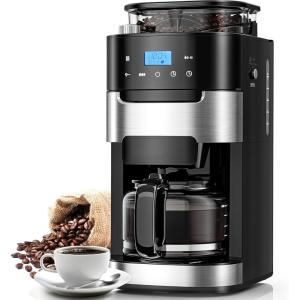 image10Cup Drip Coffee Maker with Builtin GrinderProgrammable Grind ampamp Brew Coffee Machines with Smart LED Touchscreen 24H Timer Customizable Strength ampamp Grind SizeBlackBLACK