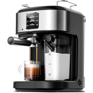 imageEspresso and Cappuccino Machine 20Bar Latte Machine with Automatic Milk Frother 3 in 1 Professional SemiAutomatic Espresso Maker with Dual Heating System ampamp Capsule Compatible