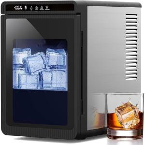 image16quot Large Cube Ice Maker CountertopProduces 9 Crystal Clear Cubic Ice per Hour24H TimerPortable SelfCleaning Ice Maker for WhiskeyCocktailsand Iced BeveragesETL ListedBlackBlack