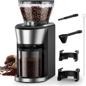imageAutomatic Coffee Grinder Electric Burr OneTouch Grinder with 35 Grind Settings for DripEspressoPourOverColdBrew 212 Cup Dose Selection Coffee Grinders for HomeOffice
