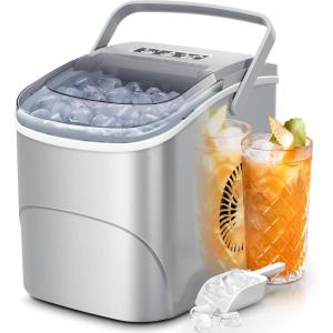 imageIce Makers Countertop26Lbs24H9 Cubes in 6 MinsPortable Ice Maker Machine with SelfCleaning2 Sizes of Bullet IcePerfect for Home KitchenBlackGrey