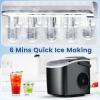 image9 Cubes Ready in 68 Mins Countertop Ice Maker 265Lbs per Day Stainless Steel Portable Ice Maker Ice Maker Machine with Carry Handle for HomeKitchenCampingRVBLACK