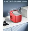 imageIce Maker Countertop Efficient Easy Carry Ice Machine SelfCleaning Ice Maker with Ice Scoop ampamp Basket 9pcs 8mins 266Lbs Per Day for HomeOfficeKitchenRED