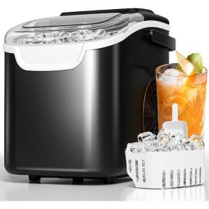 imageCountertop Ice Maker Machine  8 Bullet Ice in 6 Mins 265lbs24Hrs Output  SelfCleaning Portable Design with Selectable Ice Size ampamp Touch Display for HomeOfficeBarMatte Black