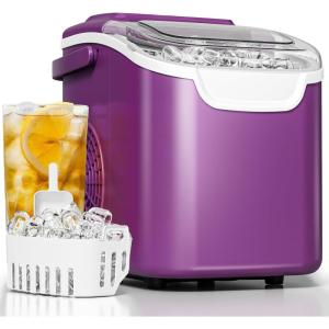 imageCountertop Ice Maker Machine  8 Bullet Ice in 6 Mins 265lbs24Hrs Output  SelfCleaning Portable Design with Selectable Ice Size ampamp Touch Display for HomeOfficeBarDark Purple