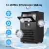 imageCommercial Ice Maker MachineMoonShaped Ice100lbs24H Under Counter ice MachineFreestanding Ice MakerIce Thickness ControlStainless Steel Ice Makers for HomeBarCafe and OfficesBLACK