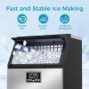imageCommercial Ice Maker MachineMoonShaped Ice100lbs24H Under Counter ice MachineFreestanding Ice MakerIce Thickness ControlStainless Steel Ice Makers for HomeBarCafe and OfficesStainless steel