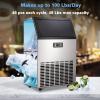 imageIce Maker Commercial Ice Machine100LbsDay Stainless Steel Ice Machine with 48 Lbs Capacity Ideal for Restaurant Bars Home and Offices Includes Scoop Silver100LBSDAY