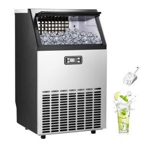 imageIce Maker Commercial Ice Machine100LbsDay Stainless Steel Ice Machine with 48 Lbs Capacity Ideal for Restaurant Bars Home and Offices Includes Scoop Silver100LBSDAY