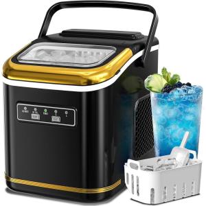 imageIce Maker Machine Countertop Portable Compact Small Bullet Ice Maker with Self Cleaning9 Cubes in 6 Mins26lbs in 24Hrs for Home and KitchenBlack