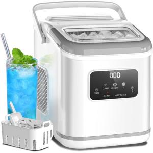 imageIce Maker Machine countertop Self Cleaning Portable Compact Small Bullet Ice Maker with Digital Screen9 Cubes in 6 Mins26lbs in 24Hrsfor Camping Dorm Home OutdoorWhite