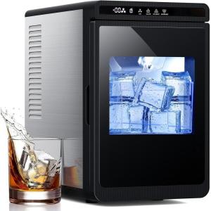 imageCrystal Clear Cubic Ice Maker Produces 9 Large 16quot Clear Ice Cubes per Hour24H Timer SelfCleaning5 Ice Cube Sizes for Cocktails Whiskey ampamp Bourbon