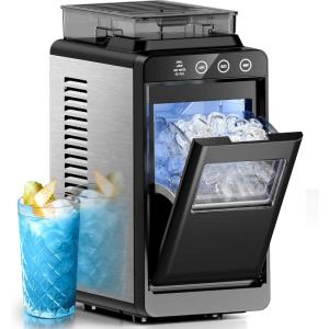imageIce Makers Countertop26Lbs24H8Pcs in 6MinsPortable Ice Maker Machine with 12L Top Water TankInterior Lighting2 Sizes of Bullet Ice for HomeOfficePartyBlack