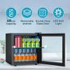 image48 Can Beverage Refrigerator Mini Fridge Cooler Silver Glass Door for Beer Soda or Wine Small Drink Cooler Machine LED Temperature Control for Bar Home Office 13CUFT