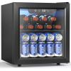 image48 Can Beverage Refrigerator Mini Fridge Cooler Glass Door for Beer Soda or Wine Small Drink Cooler Machine LED Temperature Control for Bar Home Office 13CUFT