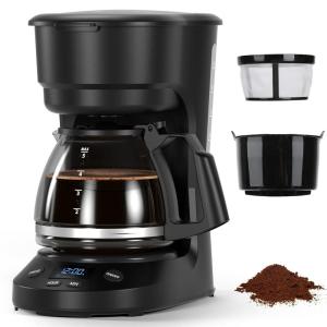 imagePro 5Cup Coffee MakerEnergyEfficient Drip Coffee Machine Brewer with Quick Pause N ServeStainless Steel Filter ampamp Extended KeepWarmCompact for Office ampamp Small KitchenSmartBrew
