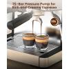 image2026 Upgrade Espresso Machine with Grinder 15 Bar Expresso Coffee Machines Professional Coffee Maker for LatteampCappuccino with Milk Frother Expresso Machines for Home Descaling Kit Included Black