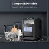 imageCountertop Bullet Ice Maker  26Lbs24H 8 Cubes in 6 Mins 2 Sizes amp AutoClean Interior Lighting 08L Portable Ice Machine for Home Office PartyBlack