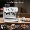 imageDual Boiler Espresso Machine with Grinder 20 Bar Espresso MachinesUse Milk Frother and Brew Coffee Machine Simultaneously Removable Water Tank Coffee Maker Cappuccino Latte 95oz Water TankStainless SteelSingle Boiler