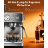 imageDual Boiler Espresso Machine with Grinder 20 Bar Espresso MachinesUse Milk Frother and Brew Coffee Machine Simultaneously Removable Water Tank Coffee Maker Cappuccino Latte 95oz Water TankStainless SteelDual Boiler