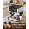imageDual Boiler Espresso Machine with Grinder 20 Bar Espresso MachinesUse Milk Frother and Brew Coffee Machine Simultaneously Removable Water Tank Coffee Maker Cappuccino Latte 95oz Water TankCharcoal