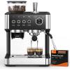 image2026 Upgrade Espresso Machine with Grinder 15 Bar Expresso Coffee Machines Professional Coffee Maker for LatteampCappuccino with Milk Frother Expresso Machines for Home Descaling Kit Included Black