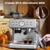 image20 Bar Espresso Machine with Grinder amp Milk Frother Steam Wand 58mm Expresso Coffee machines Stainless Steel Coffee Maker for Cappuccino and Latte Perfect for Home and Caf UseSilver