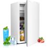 imageCompact Refrigerator 44 cuft mini fridge with Water Dispenser Single Door Refrigerator with Adjustable Temperature Settings Low noise for Bedroom Office Dorm BlackWhite