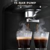 imageEspresso Machine with Milk Frother Compact Coffee Maker for Home Cappuccino amp Latte 15 Bar Pump Dual Stainless Steel Filters LED Touch Screen Removable Water Tank amp Drip TrayBlack