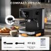 imageEspresso Machine with Milk Frother Compact Coffee Maker for Home Cappuccino amp Latte 15 Bar Pump Dual Stainless Steel Filters LED Touch Screen Removable Water Tank amp Drip TrayBlack
