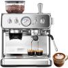 image20 Bar Espresso Machine with Grinder amp Milk Frother Steam Wand 58mm Expresso Coffee machines Stainless Steel Coffee Maker for Cappuccino and Latte Perfect for Home and Caf UseSilver