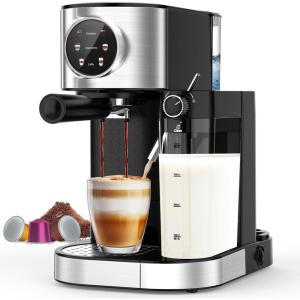 image20 Bar Professional Compact Espresso Cappuccino Machine with Touch Screen amp Auto Milk Frother Stainless Steel Coffee Maker for Cappuccino LatteBlack  Stainless Steel