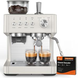 image2026 Upgrade Espresso Machine with Grinder 15 Bar Expresso Coffee Machines Professional Coffee Maker for LatteampCappuccino with Milk Frother Expresso Machines for Home Descaling Kit Included